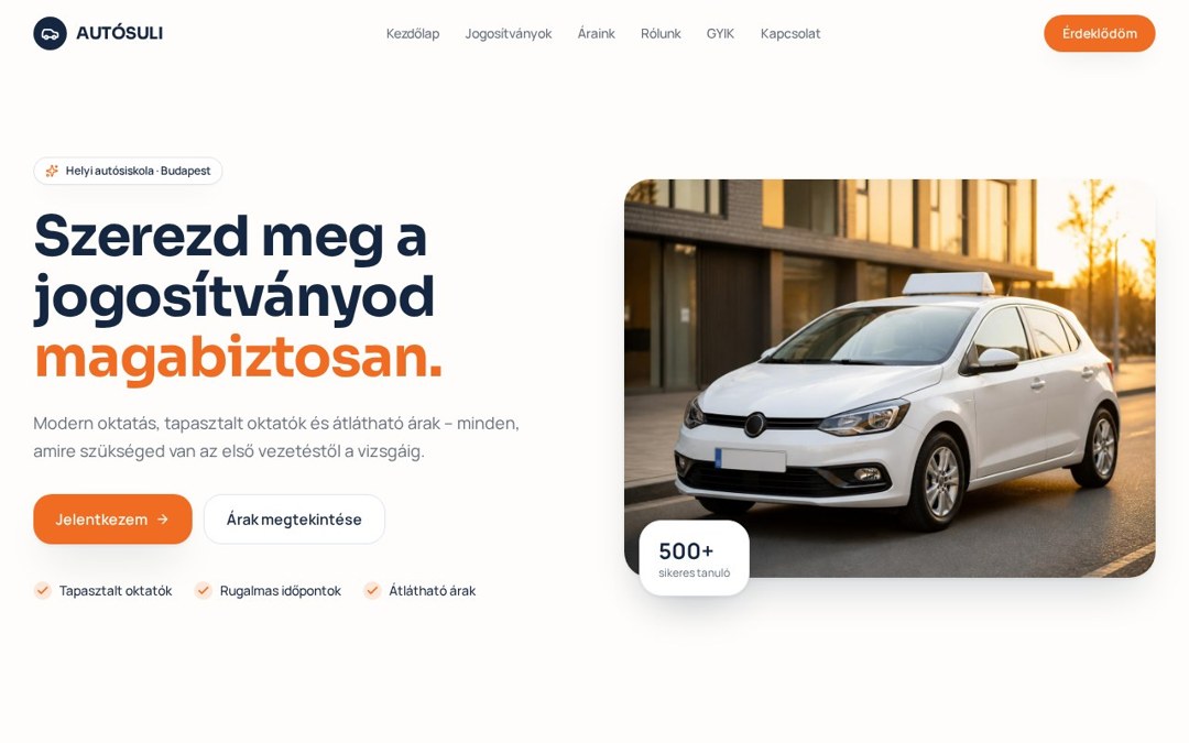Autósuli – weboldal képernyőkép